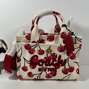 Coach Cargo Tote Bag 20 with Cherry Print CZ104 NWT